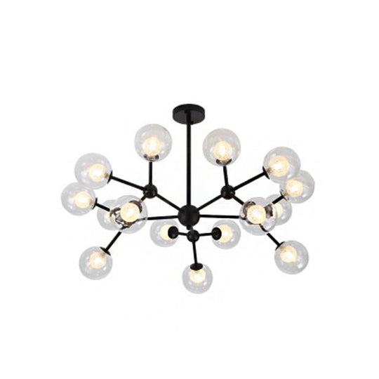 Contemporary Modo Drop Chandelier With Clear & Frosted Glass Black Finish