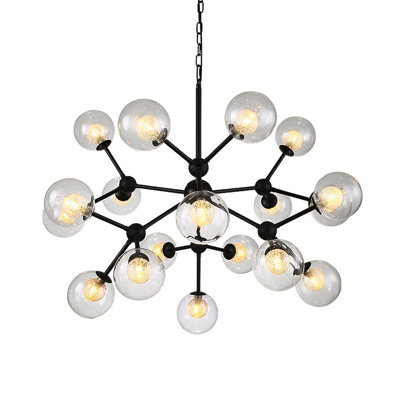 Contemporary Black Chandelier Light Fixture with Clear & Frosted Glass