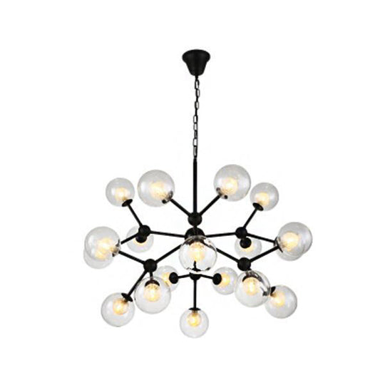 Contemporary Modo Drop Chandelier With Clear & Frosted Glass Black Finish