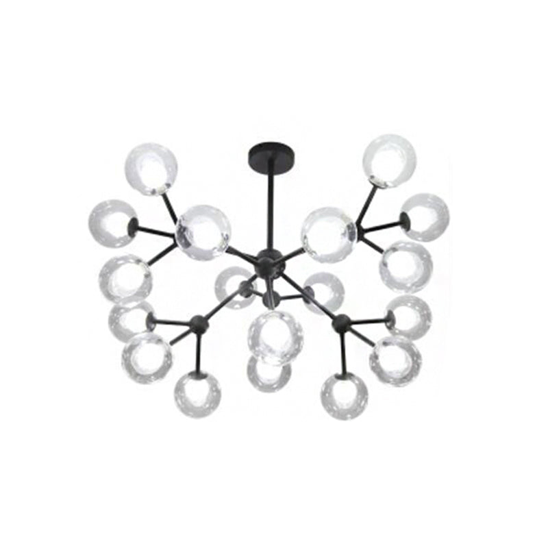 Contemporary Black Chandelier Light Fixture with Clear & Frosted Glass