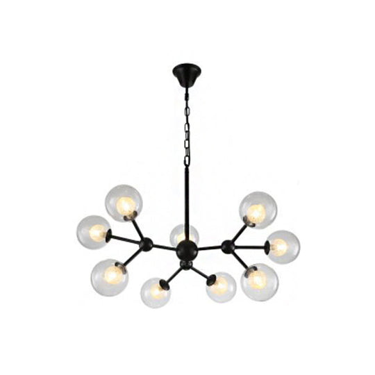 Contemporary Black Chandelier Light Fixture with Clear & Frosted Glass