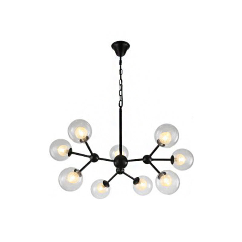 Contemporary Modo Drop Chandelier With Clear & Frosted Glass Black Finish 9 /