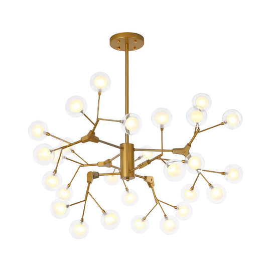 Minimalist Gold Wireframe Pendant Light For Living Room - Branch-Like Chandelier