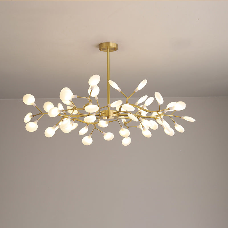 Modern Leaf-Shaped Brass Pendant Chandelier With Led Lighting 54 / White