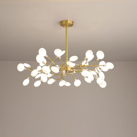 Modern Leaf-Shaped Brass Pendant Chandelier With Led Lighting 45 / White