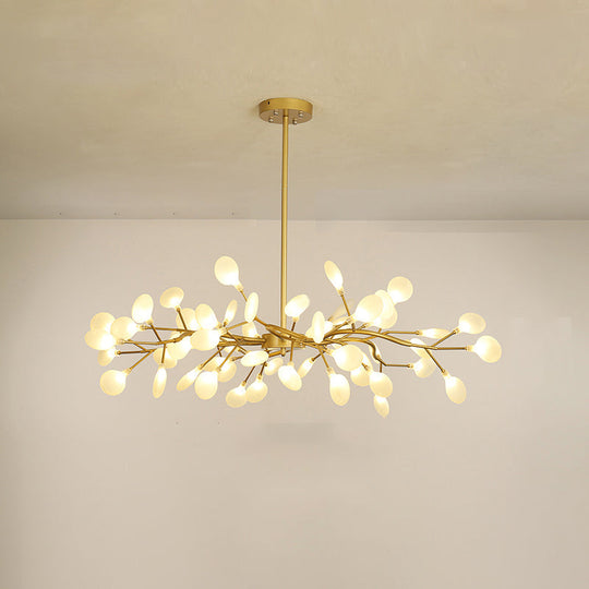 Modern Leaf-Shaped Brass Pendant Chandelier With Led Lighting 54 / Gold White