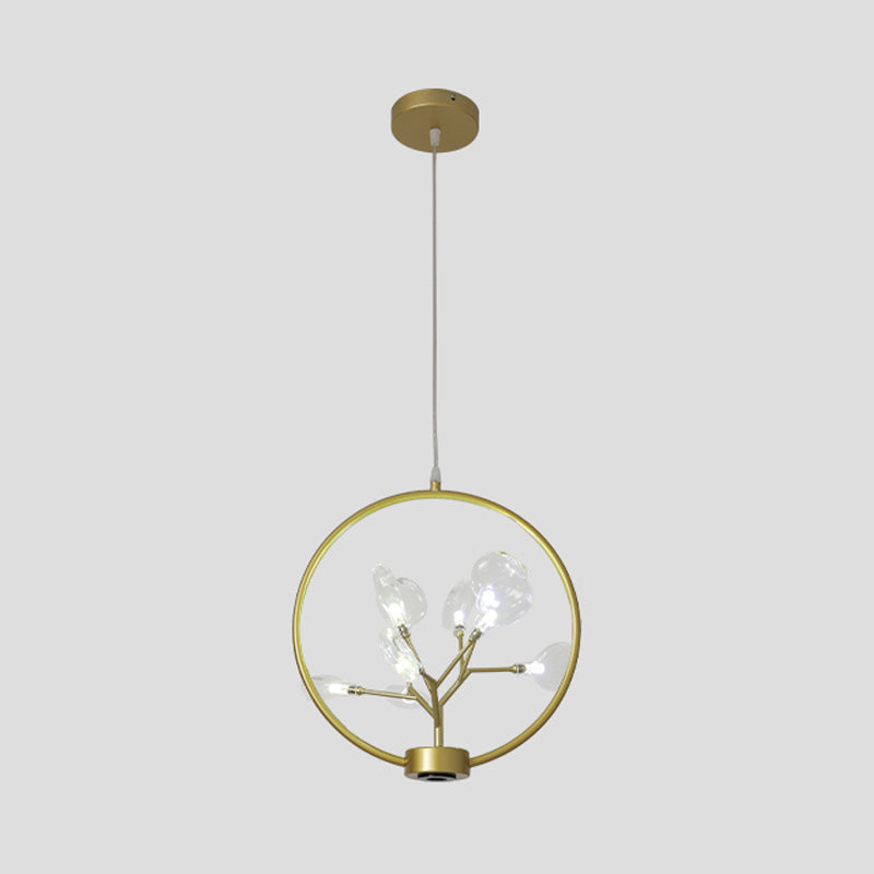 Modern Metal Circle Ceiling Light With Firefly Design - 9-Bulb Corridor Chandelier Gold / C