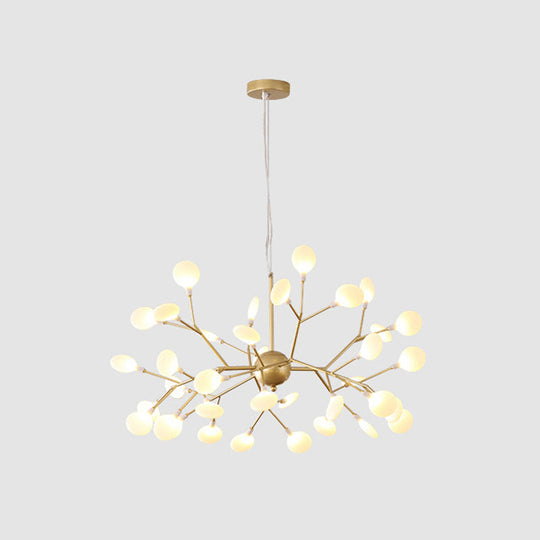 Contemporary Gold Leaf Led Chandelier: Acrylic Ceiling Lamp