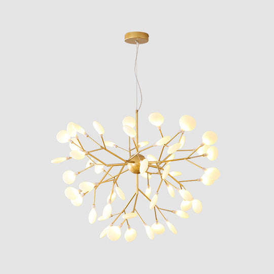 Contemporary Gold Acrylic Leaf Chandelier: LED Ceiling Lamp for Living Room