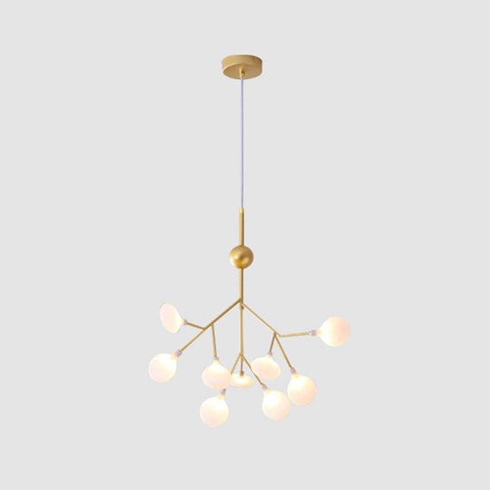 Contemporary Gold Acrylic Leaf Chandelier: LED Ceiling Lamp for Living Room