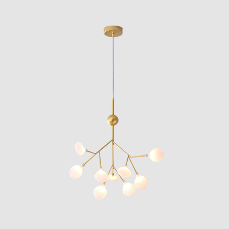 Contemporary Gold Leaf Led Chandelier: Acrylic Ceiling Lamp 9 /