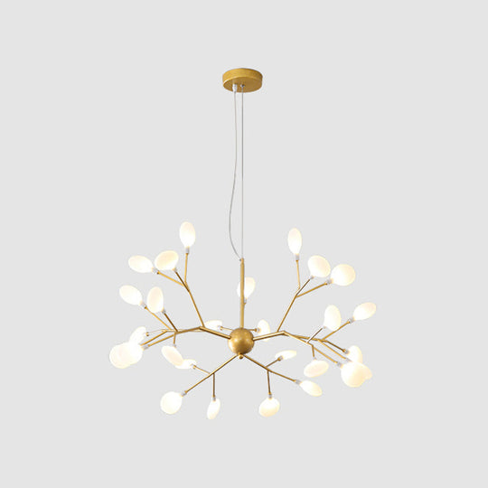 Contemporary Gold Leaf Led Chandelier: Acrylic Ceiling Lamp