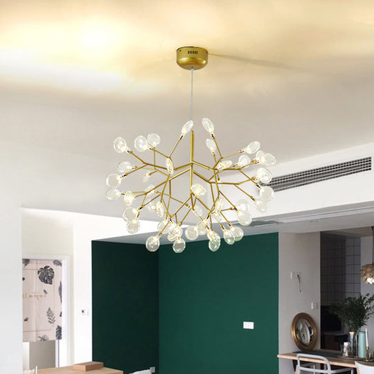 Modern Led Twig Pendant Lamp - Minimalistic Metallic Chandelier For Living Room 36 / Gold Branch