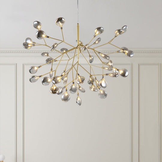 Modern Led Twig Pendant Lamp - Minimalistic Metallic Chandelier For Living Room