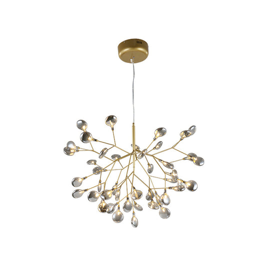 Modern Led Twig Pendant Lamp - Minimalistic Metallic Chandelier For Living Room