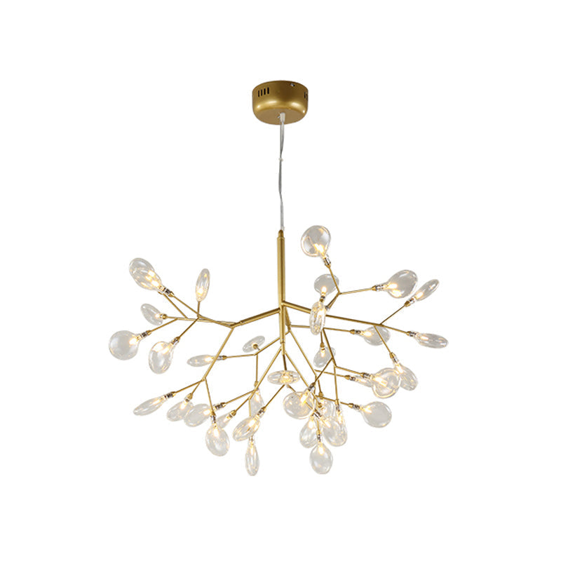 Modern Led Twig Pendant Lamp - Minimalistic Metallic Chandelier For Living Room