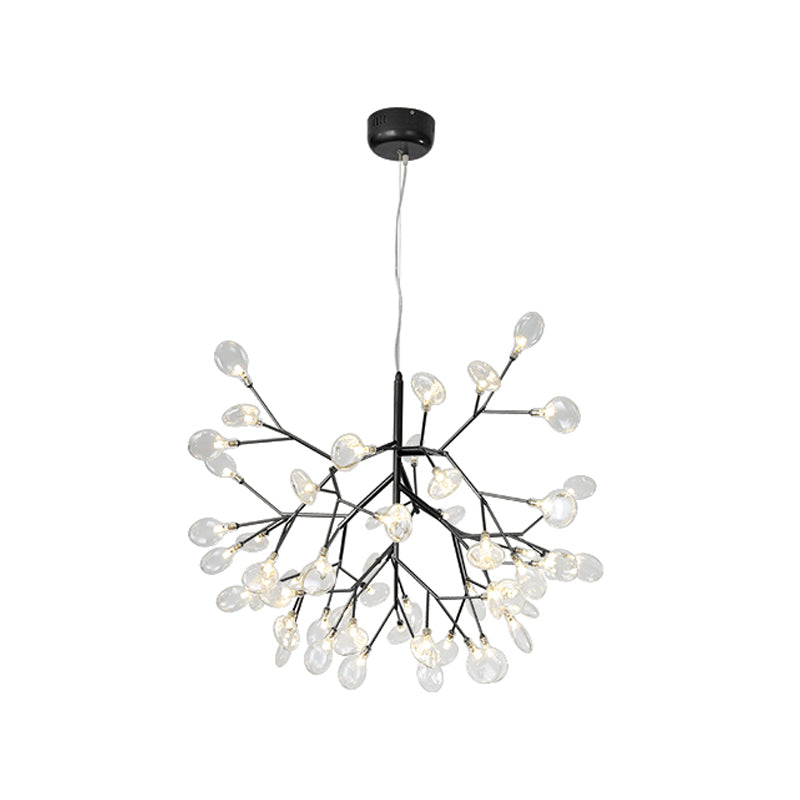 Modern Led Twig Pendant Lamp - Minimalistic Metallic Chandelier For Living Room 36 / Black Branch