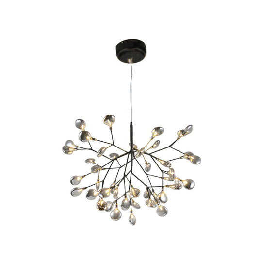 Modern Led Twig Pendant Lamp - Minimalistic Metallic Chandelier For Living Room