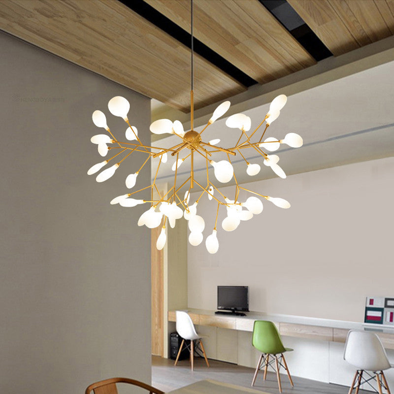 Modern Gold Sputnik Led Chandelier For Dining Room - Stylish Metal Pendant Fixture 36 / Leaf