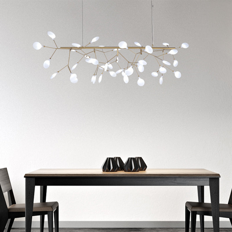 Acrylic Leaf-Shaped Led Hanging Light Fixture For Dining Room - Modern Island Lighting