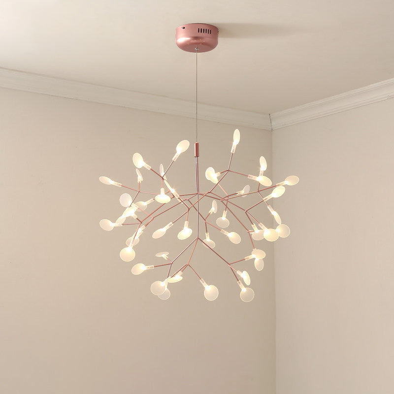 Rose Gold Acrylic Tree Branch Pendant Light With Led - Modern Ceiling Chandelier 45 /