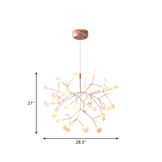 Rose Gold Acrylic Tree Branch Pendant Light With Led - Modern Ceiling Chandelier