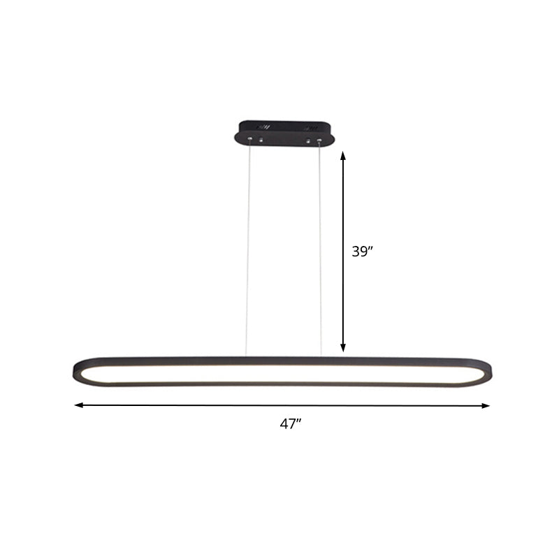 23.5-47 Wide Oval Acrylic Led Ceiling Pendant - White/Black/Brown Island Light In Warm/White Remote