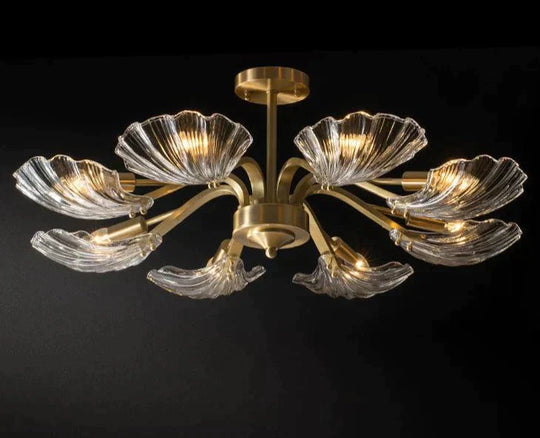 Luxury Modern Living Room Shell Copper Ceiling Lamp