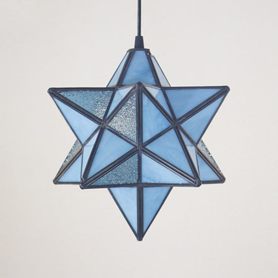 Tiffany Star Shade Pendant Lamp: Stained Glass Suspension Lighting For Bedroom