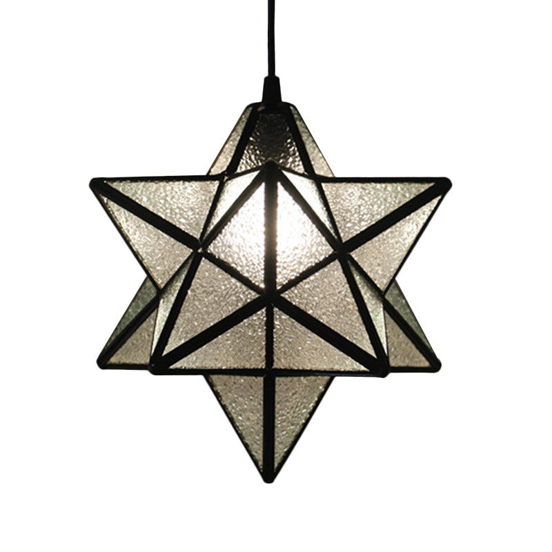 Tiffany Star Shade Pendant Lamp with Stained Glass Suspension Lighting for Bedroom