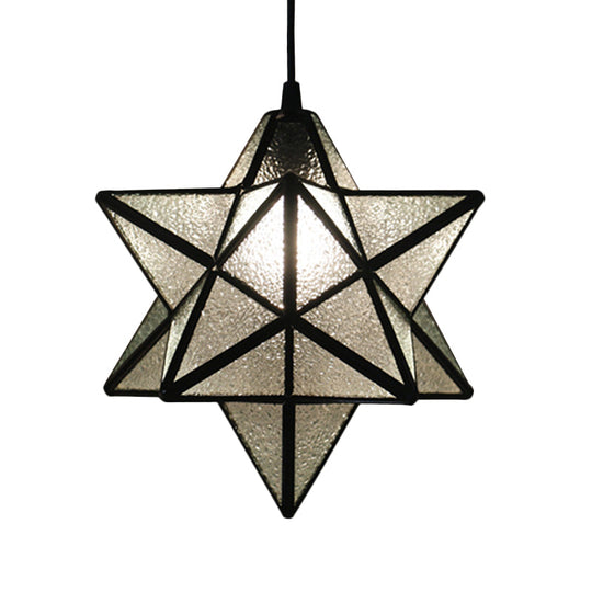 Tiffany Star Shade Pendant Lamp: Stained Glass Suspension Lighting For Bedroom