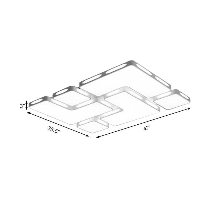 Modern Flush Mount Led Ceiling Light For Bedroom - White Acrylic Warm/White Lighting