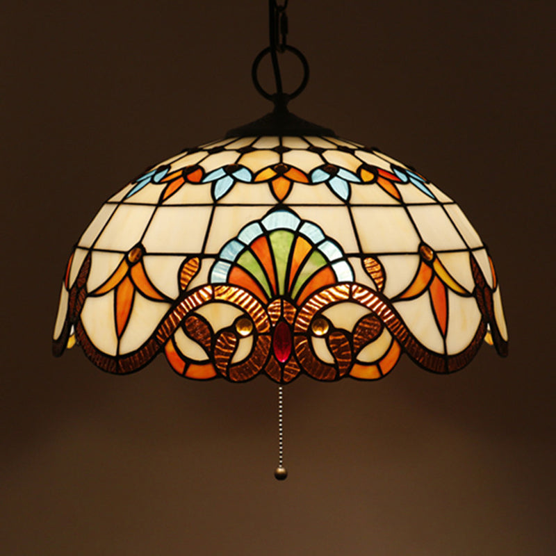 Victorian 3-Light Black Glass Pendant Chandelier- Bowl Cut Design For Dining Room Ceiling