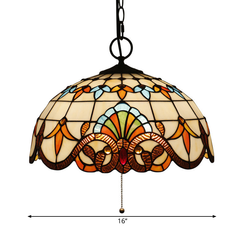 Victorian 3-Light Black Glass Pendant Chandelier- Bowl Cut Design For Dining Room Ceiling