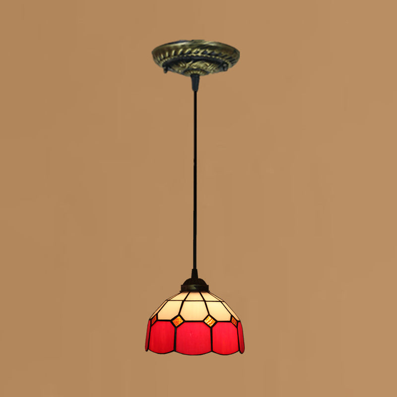 Stained Art Glass Drop Pendant Ceiling Light - Tiffany Inspired Design