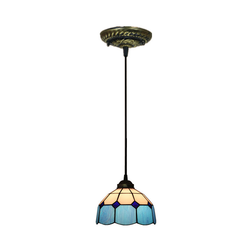 Stained Art Glass Drop Pendant Ceiling Light - Tiffany Inspired Design