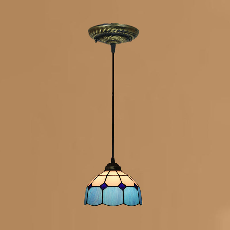 Stained Art Glass Drop Pendant Ceiling Light - Tiffany Inspired Design