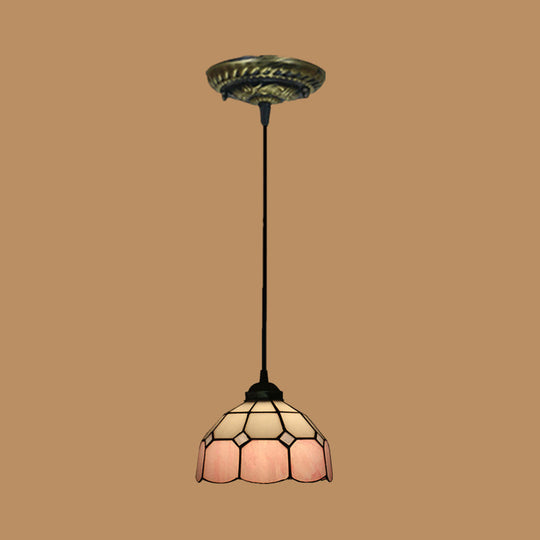 Stained Art Glass Drop Pendant Ceiling Light - Tiffany Inspired Design