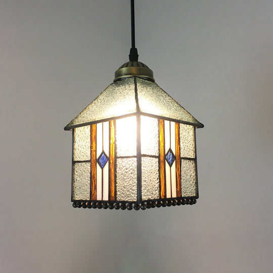 Bronze Hand Cut Glass Pendant Light - Mission Geometry Design