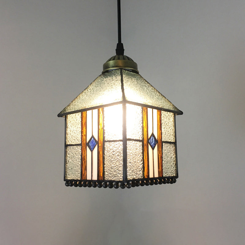 Mission Geometry Hand Cut Glass Pendant Light Fixture In Bronze / E