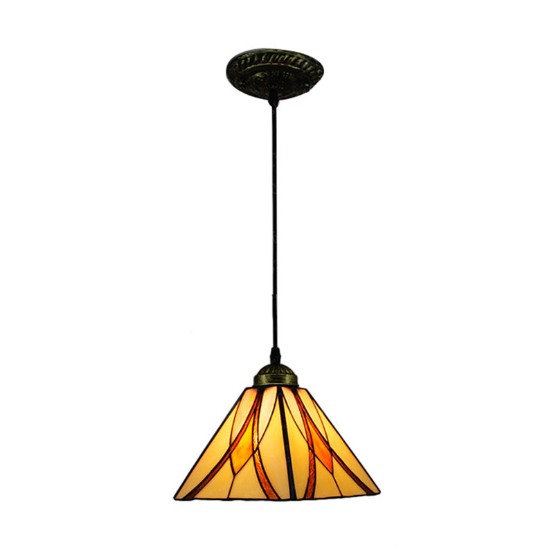 Mission Geometry Hand Cut Glass Pendant Light Fixture In Bronze / F