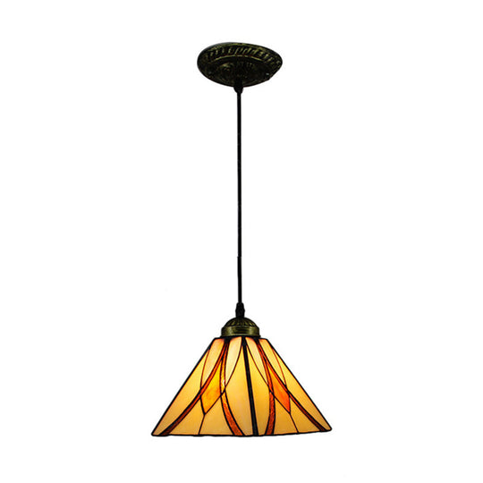 Mission Geometry Hand Cut Glass Pendant Light Fixture In Bronze / F