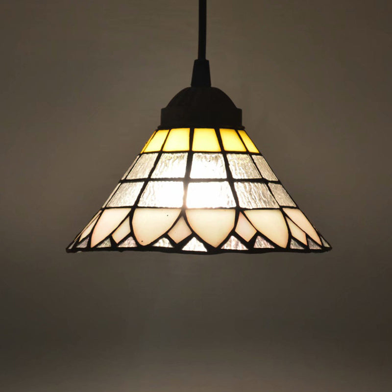 Mission Geometry Hand Cut Glass Pendant Light Fixture In Bronze / C