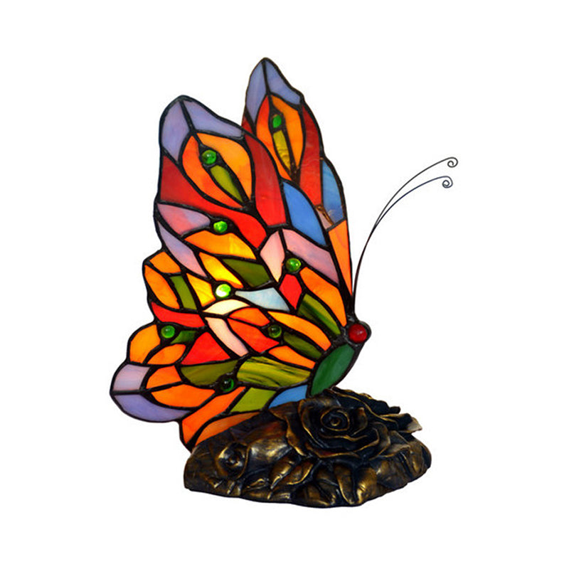 Tiffany Style Hand-Crafted Glass Butterfly Nightstand Lamp - Yellow Night Lighting