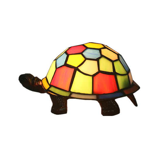 Adorable Turtle Table Lamp: Baroque Stained Glass Night Light For Kids Bedroom Blue