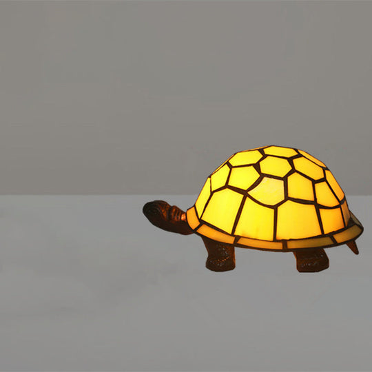 Adorable Turtle Table Lamp: Baroque Stained Glass Night Light For Kids Bedroom Yellow