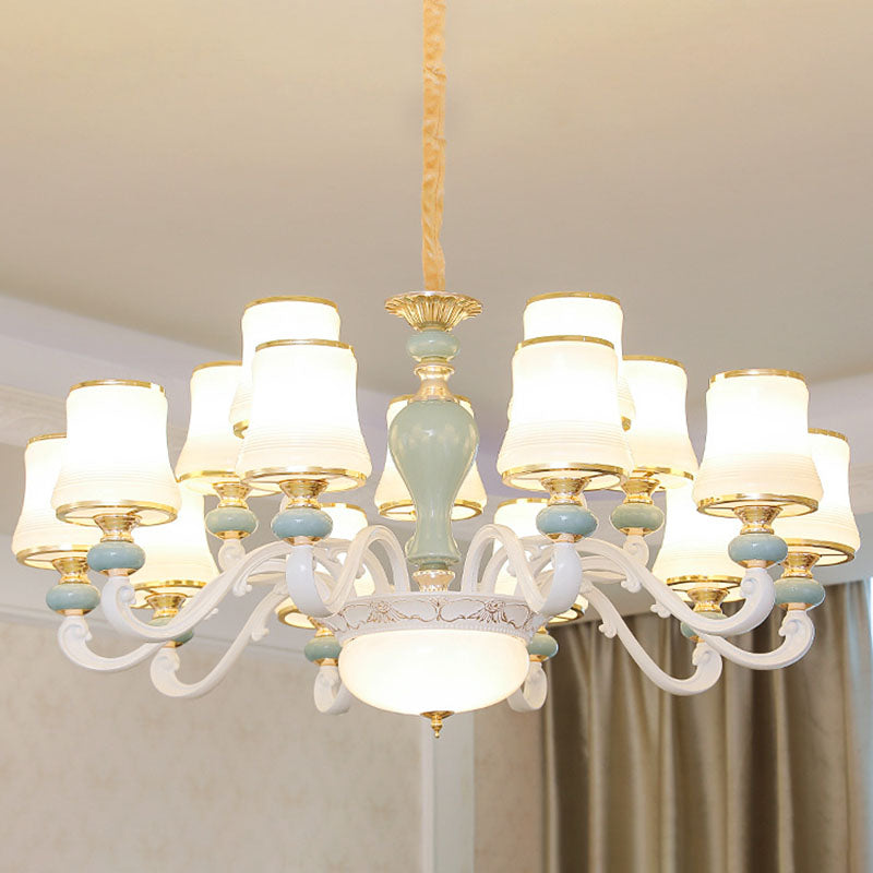 Modern Opaline Glass Pendant Chandelier In Light Blue - Sleek Flared Design With Down Lighting 15 /