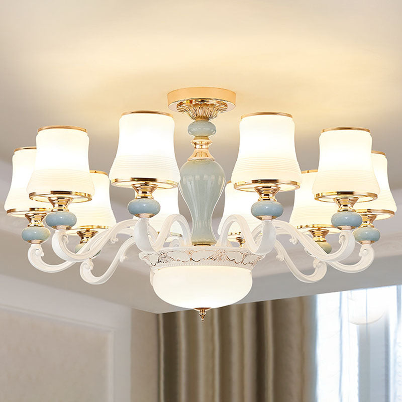 Modern Opaline Glass Pendant Chandelier In Light Blue - Sleek Flared Design With Down Lighting 10 /