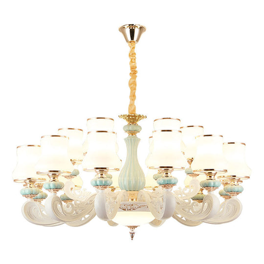 Modern Opal Glass Living Room Drop Lamp With Pear Shade