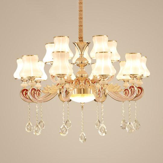 Nordic Metal Chandelier: Gold Pendant Light With Flared Glass Shade